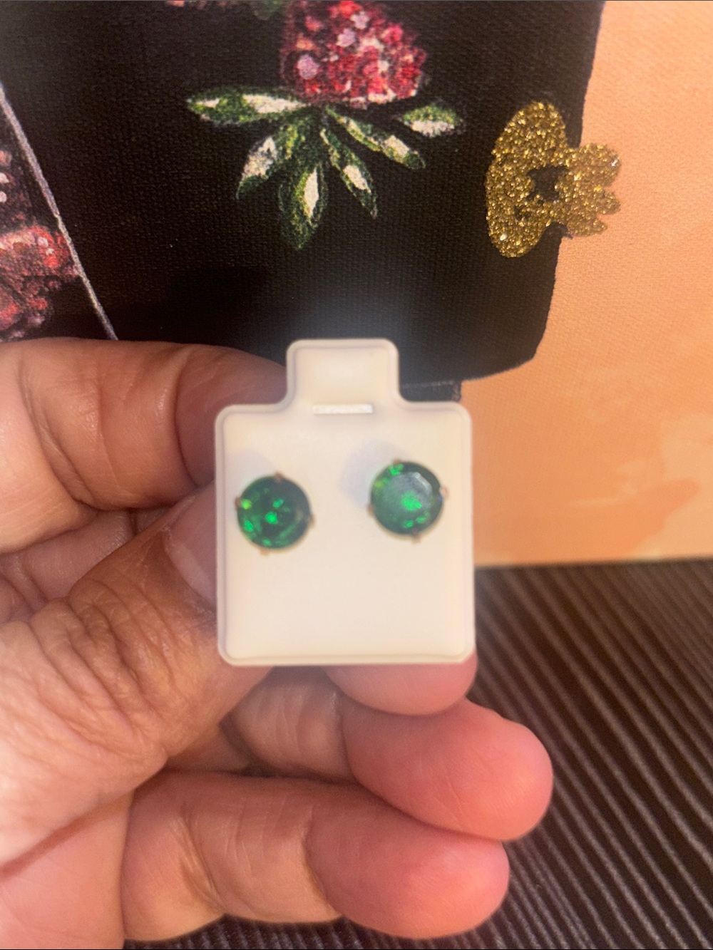 Green Round Stud Earrings - Sparkling Green Crystal Studs